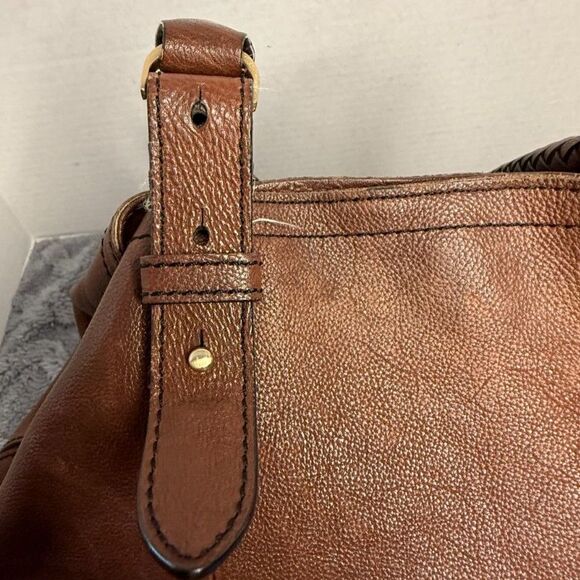 Large Vintage Cole Haan Butter Soft Pebbled Leather Shoulder Satchel Bag Brown - Picture 10 of 14